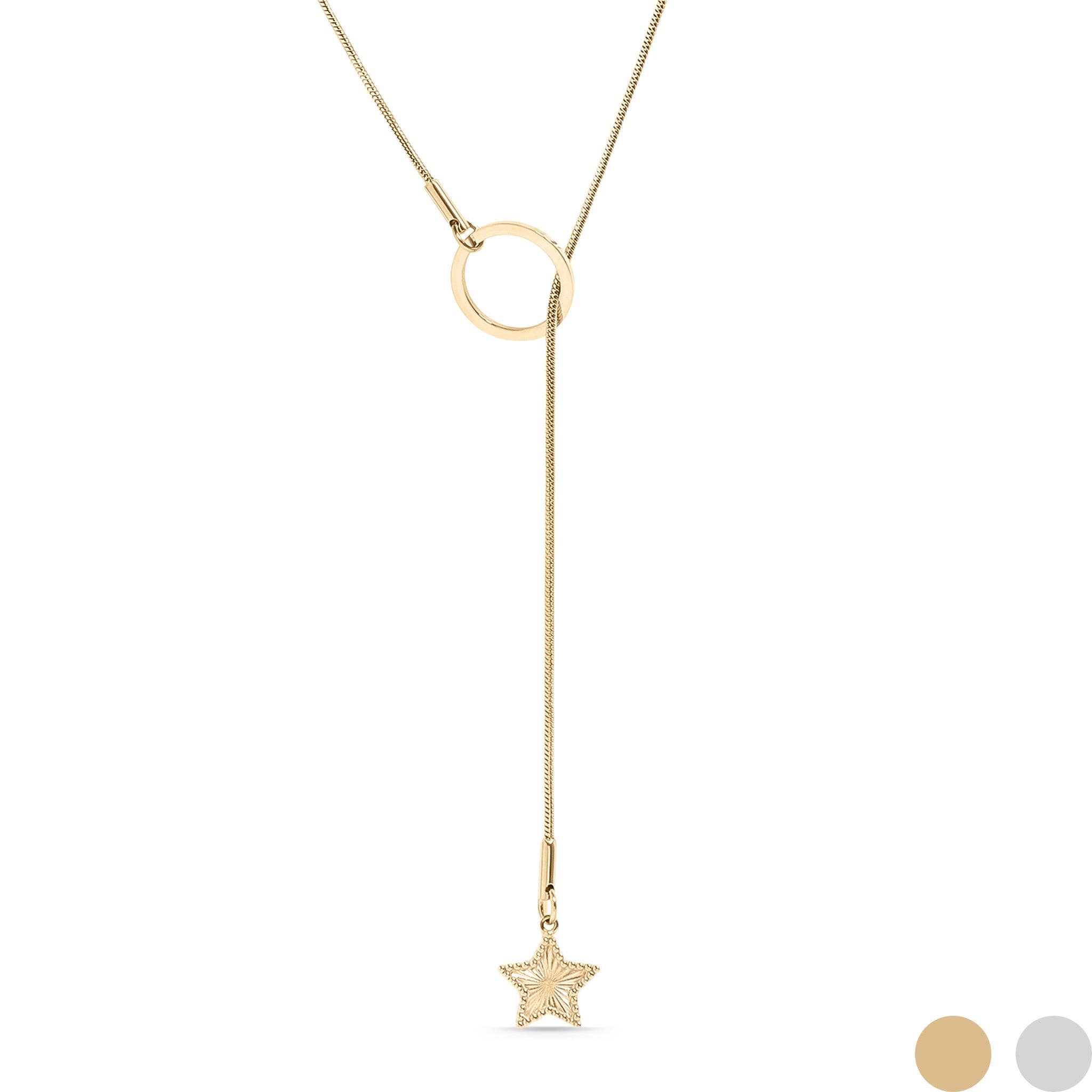 WJW - Wholesale Y-Neck/Lariat Necklace - 18K Gold PVD Stainless Steel Star Lariat Necklace2
