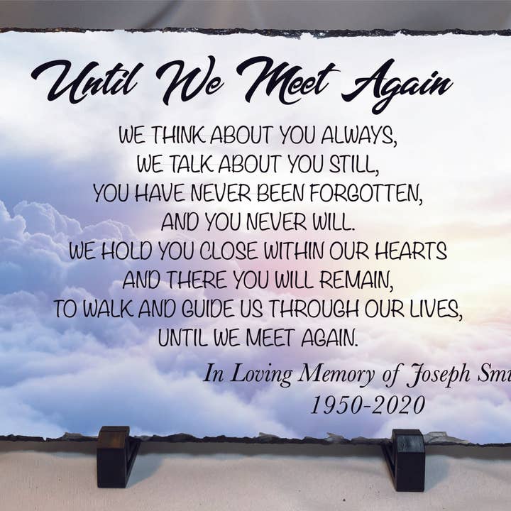 Ardoise personnalisée Till We Meet Again 11,75 pouces x 7,75 pouces pour la vente par The Rusty Stone