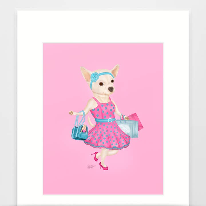 Chihuahua Dog Art Print, Perrito de Moda for wholesale by Laura Bergsma Studio