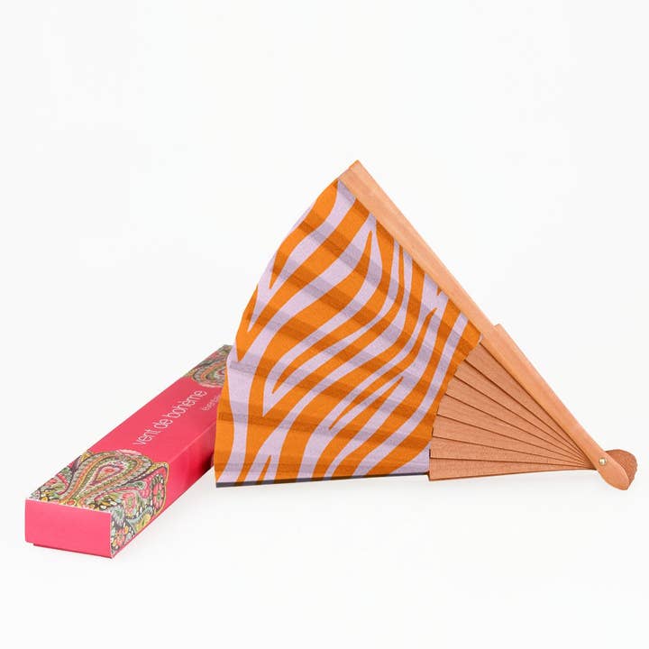 Vent de Bohème - Vente Éventail - Eventail en bois et toile coton ZABOU