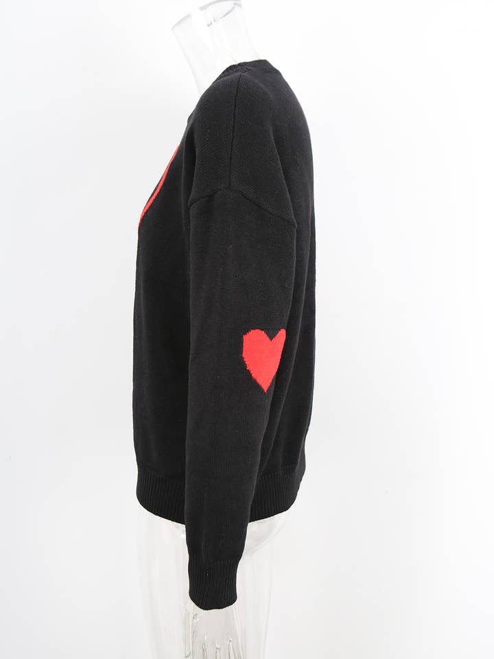Hope & Sunshine - Wholesale Knit Sweater - Women's - Valentine's Heart Pullover Sweater1