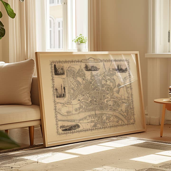 Ink & Drop - Wholesale Art Print - Vintage Newcastle Upon Tyne Landscape Map Print5