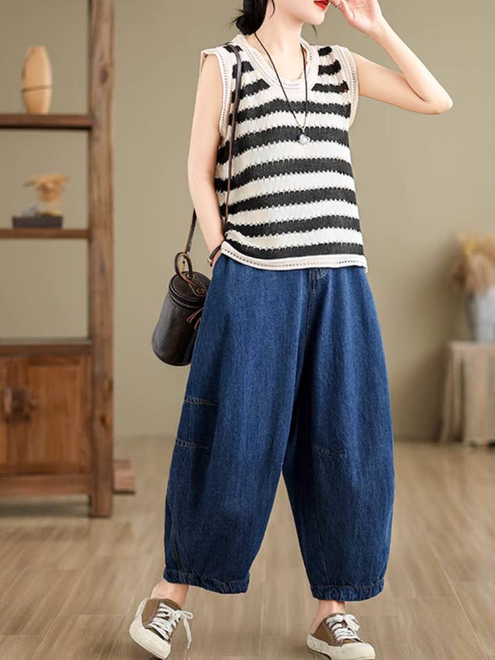 StyleGalX - Wholesale Pants - Women's - Women's Retro Loose Casual Wide Leg Pants Bottom