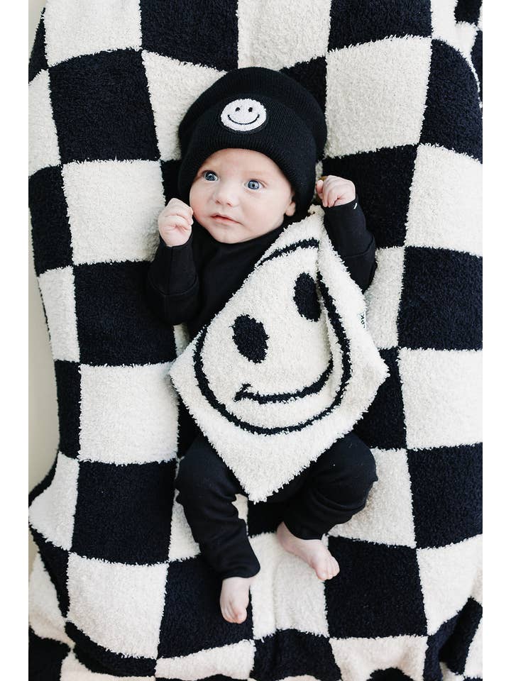 Lucky Panda Kids - Wholesale Bedding Blanket - Kids & Baby - Checkered Plush Baby Blanket | Black3