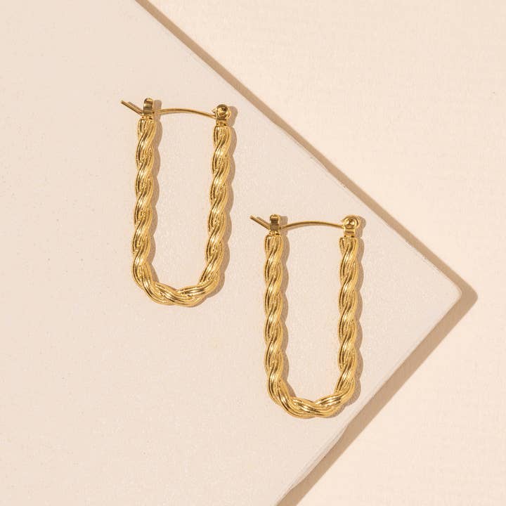 Twisted Metal 18K Gold Plated Stainless Earrings for wholesale by Lilla Haven