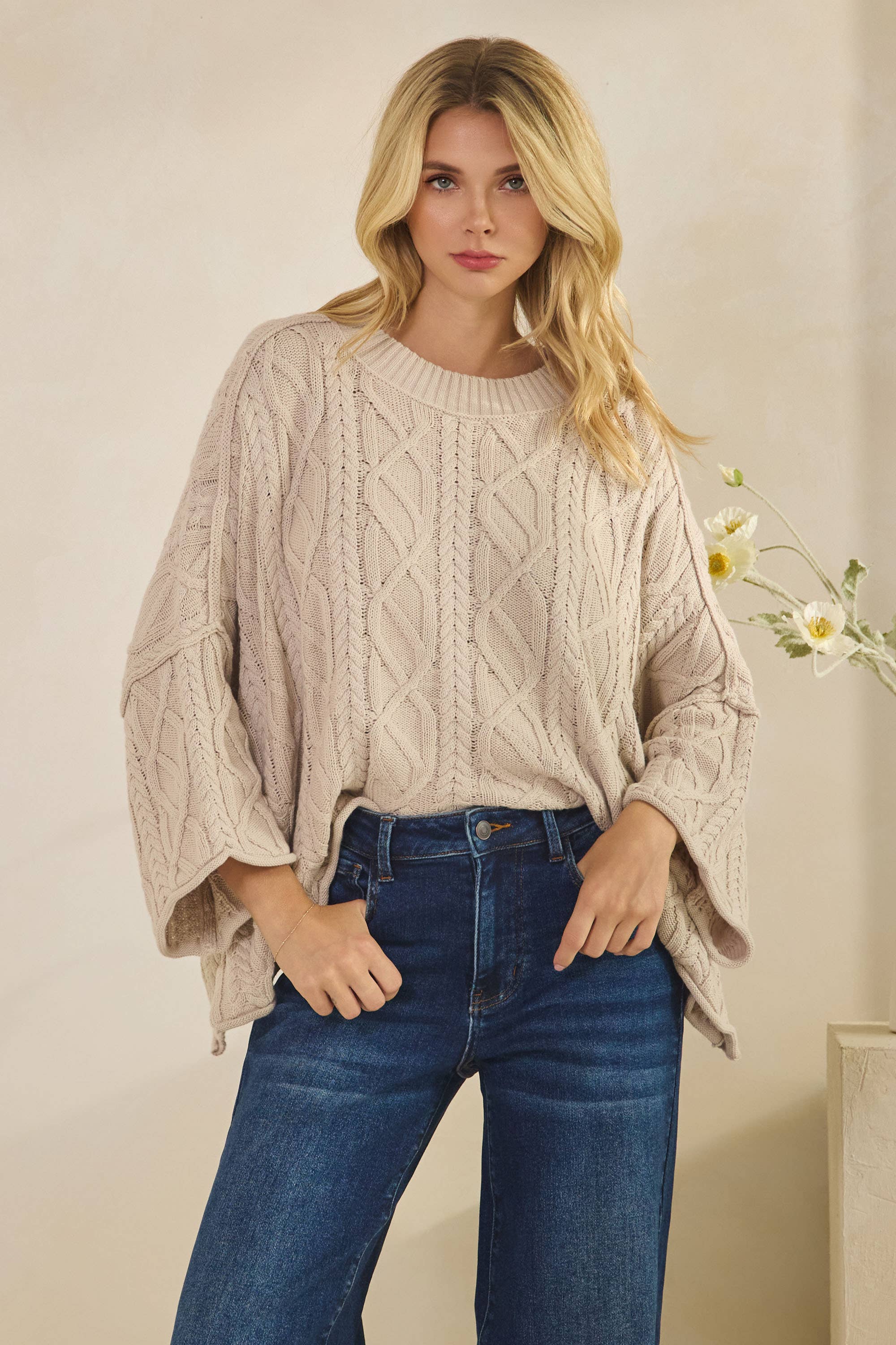 Tres Bien, Inc - Wholesale Knit Sweater - Women's - IT-10101-knitted sailors knot round neck l/s sweater9