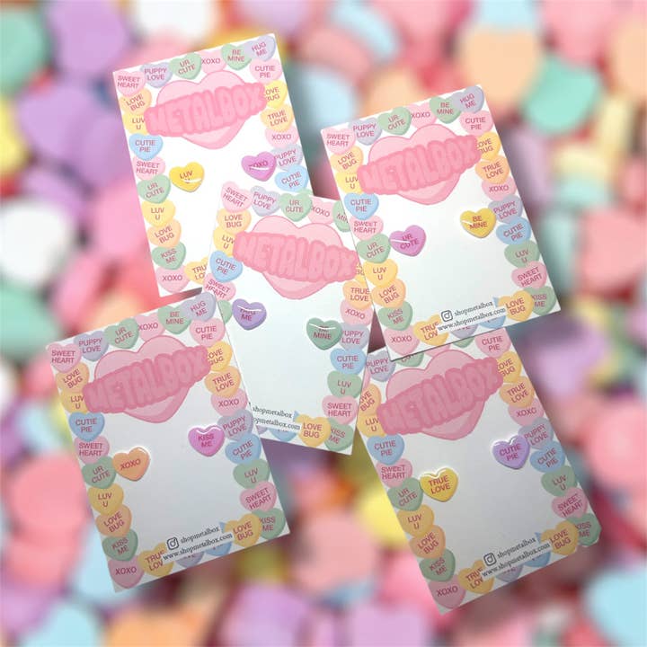 Conversation Hearts Studs for wholesale by Metalbox