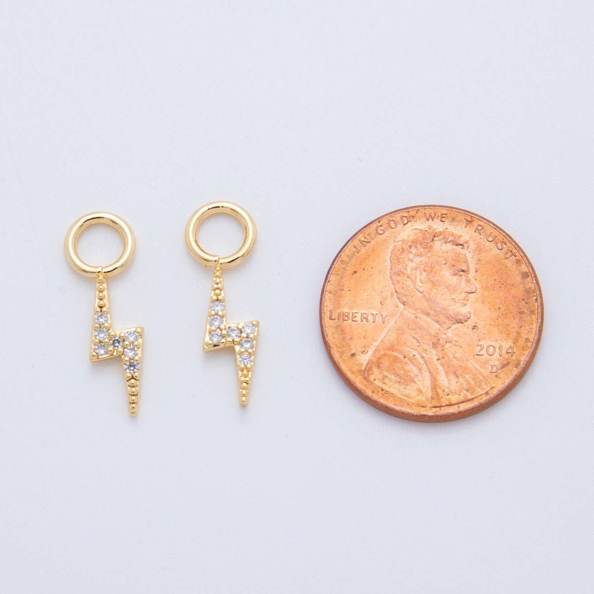 Aim Eternal - Wholesale Dangle Earrings - 18K Gold Filled Micro Paved Thunder Lightning Bolt Add-On Drop Earring Charm | AF7472