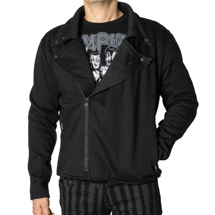 Bats Biker Fleece Zip Up Jacket for wholesale by Kreepsville