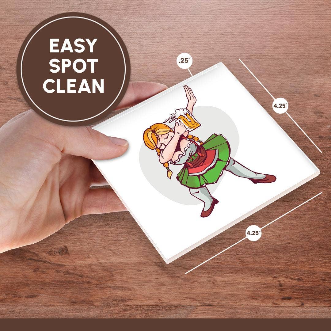 3dRose – Großhandel Untersetzer – 3dRose, Oktoberfest Dabbing Frau, Untersetzer6