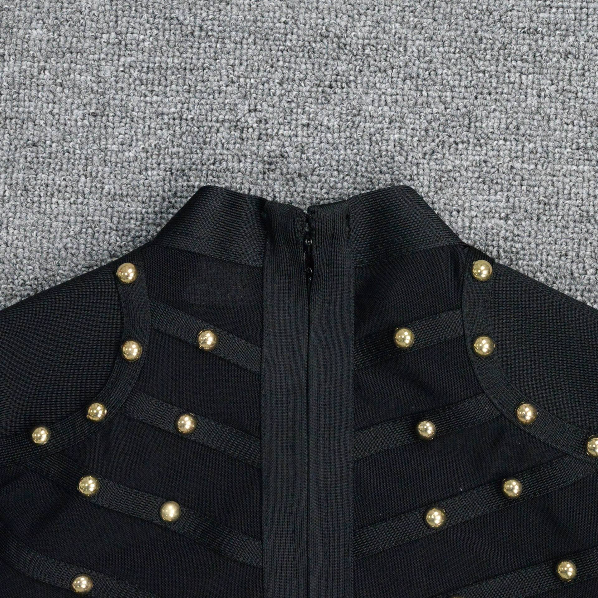 Black SY290 Glamorous Mesh Long Sleeve Bandage Dress for wholesale on Faire13