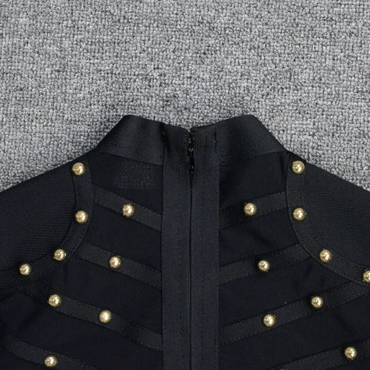 Black SY290 Glamorous Mesh Long Sleeve Bandage Dress for wholesale on Faire13