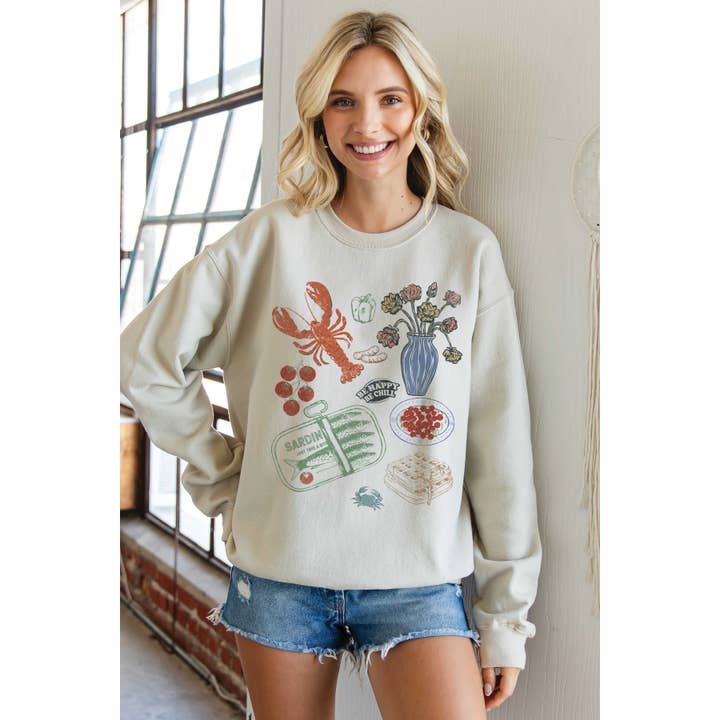 BLUME & CO. - Wholesale Graphic Sweatshirt - Women's - SARDINE PICNIC Graphic Sweatshirt