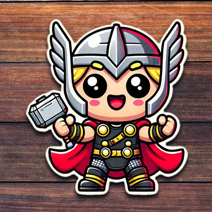 Kawaii Thor Superhero - Wholesale Die Cut Vinyl Sticker for wholesale by ADH Stickers