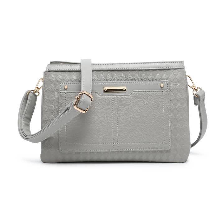 B23026 Bandolera con triple compartimentos y cremallera en la parte superior para venta al por mayor de Papaya Fashion Ltd