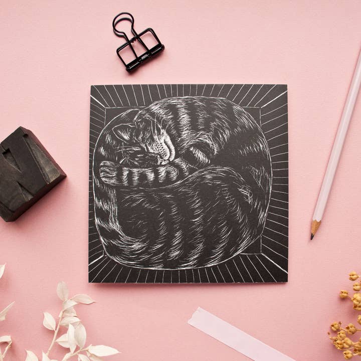 Katja Rub - Wholesale Postcard - Postcard Rolled-up Cat in a Box3