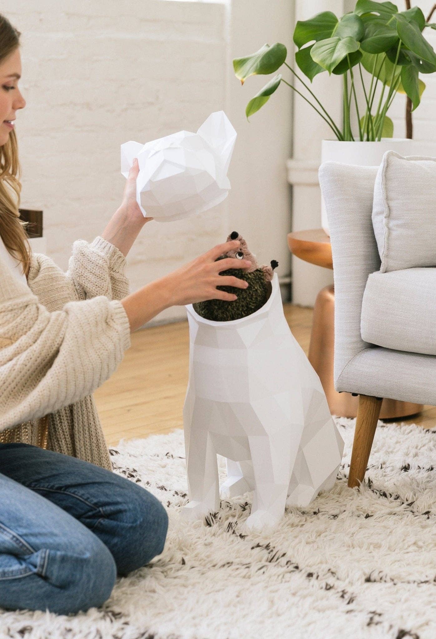 Abstract Home Art - Wholesale Decorative Tabletop Object - Max - French Bulldog - W / Home Décor, Storage Bin, Trashcan6