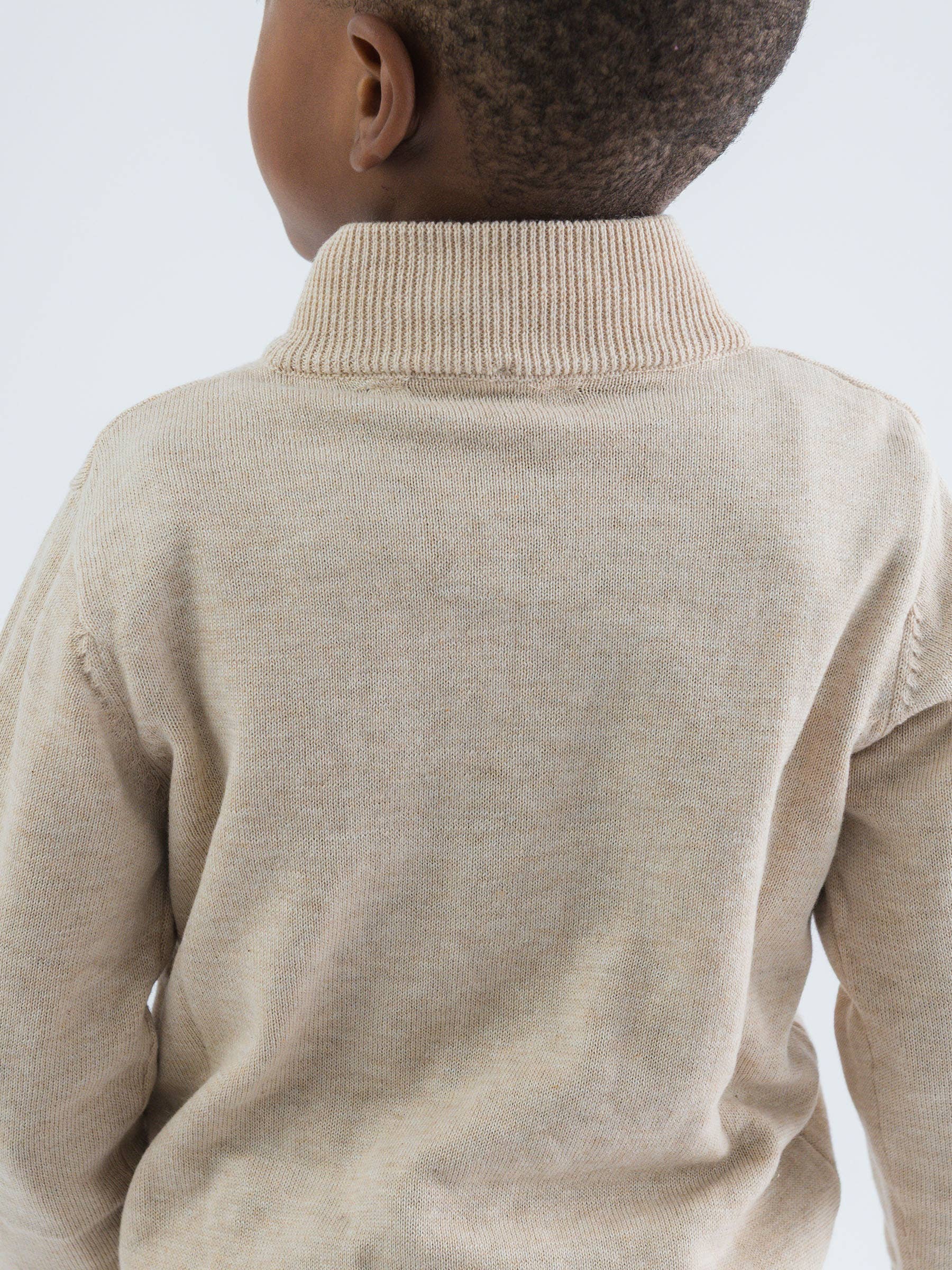 Off White Boys Heather Oatmeal Quarter-Zip Sweater for wholesale on Faire5