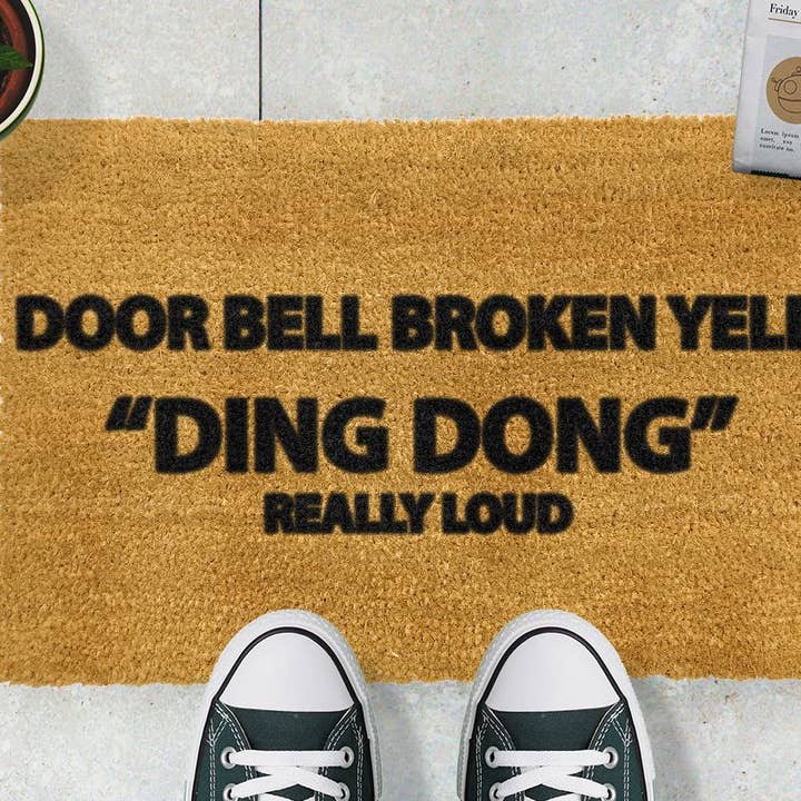 Yell Ding Dong Doormat for wholesale by Artsy Mats