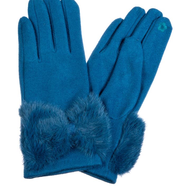 Ole - Wholesale Gloves - Women's - Bow Faux Fur Touch Screen Gloves GL00590