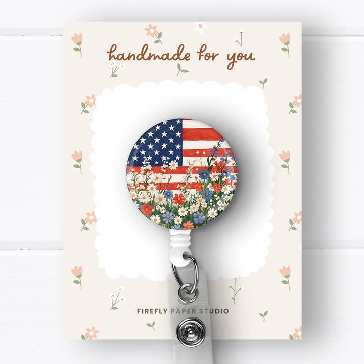 Firefly Paper Studio, LLC - Wholesale Badge Accessory - Women's - Floral USA Badge Reel
