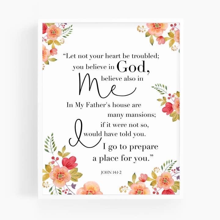 John 14:1-2 | Bible Verse Art Print for wholesale by Scripture and Grace