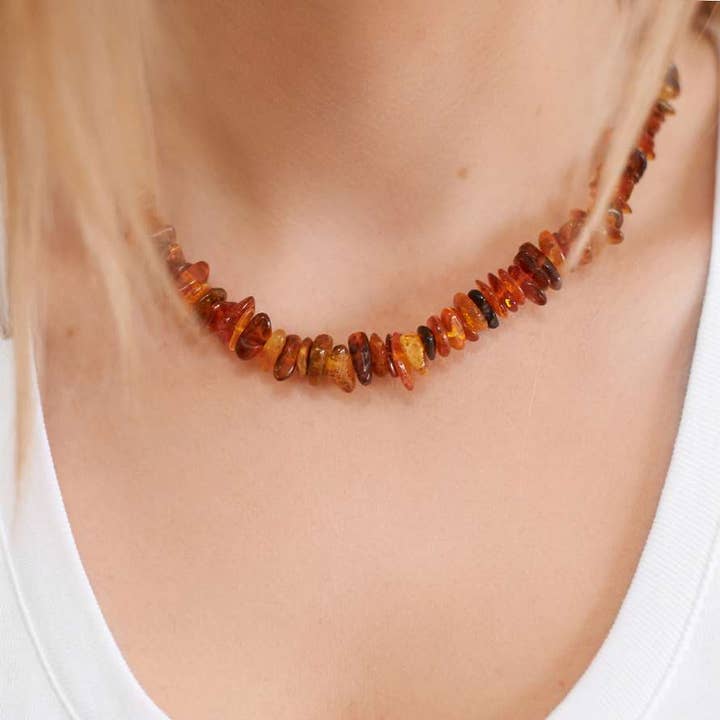 Baltic Amber Beaded Necklace Amber Raw Amber Stone Necklace for wholesale by Marcin Waryszak