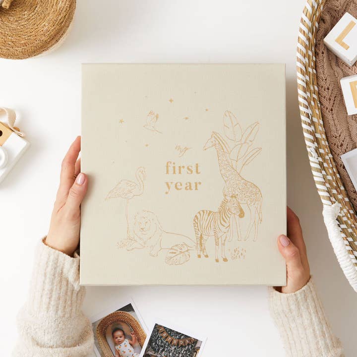 My First Year (birth to 1 year old) Safari - Photo Album for wholesale by Blush And Gold