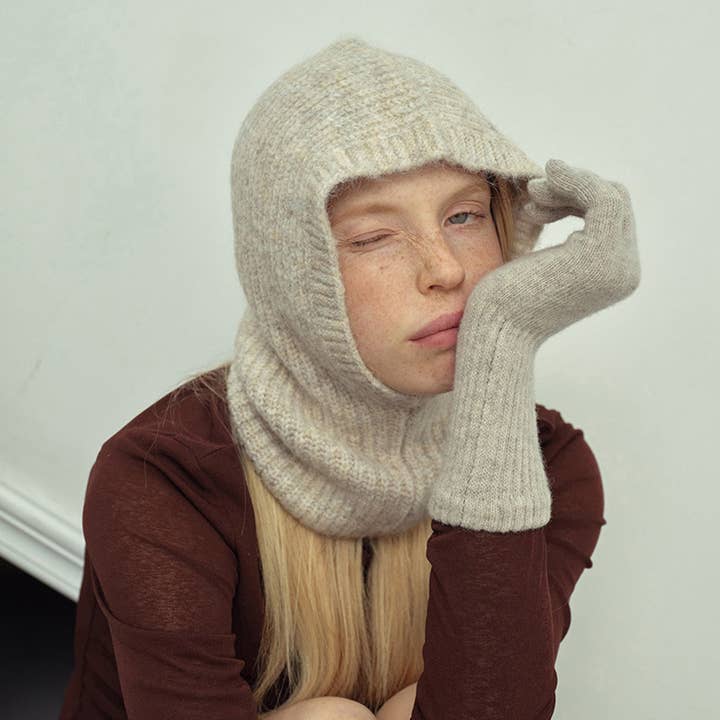 AK Brand - Wholesale Balaclava - Women's - Ribbed Knit Balaclava Hood with Soft Cozy Texture2