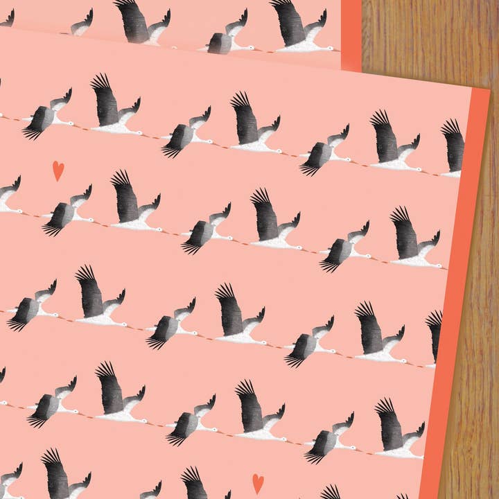 WP91 Pink Stork Wrapping Paper for wholesale by Kali Stileman Publishing