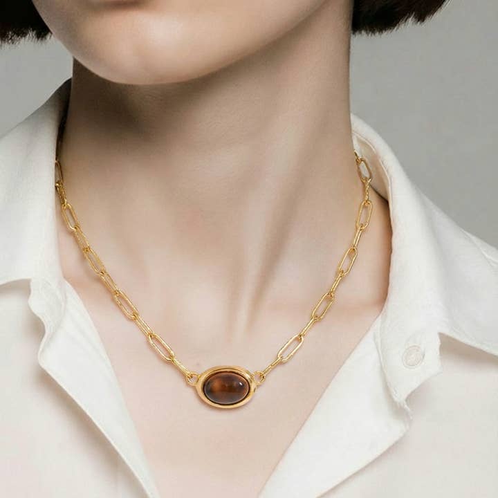 Pendente Olho do Guardião | Aço inoxidável banhado a ouro 18K que não escurece por atacado de Sam & Seb Co.