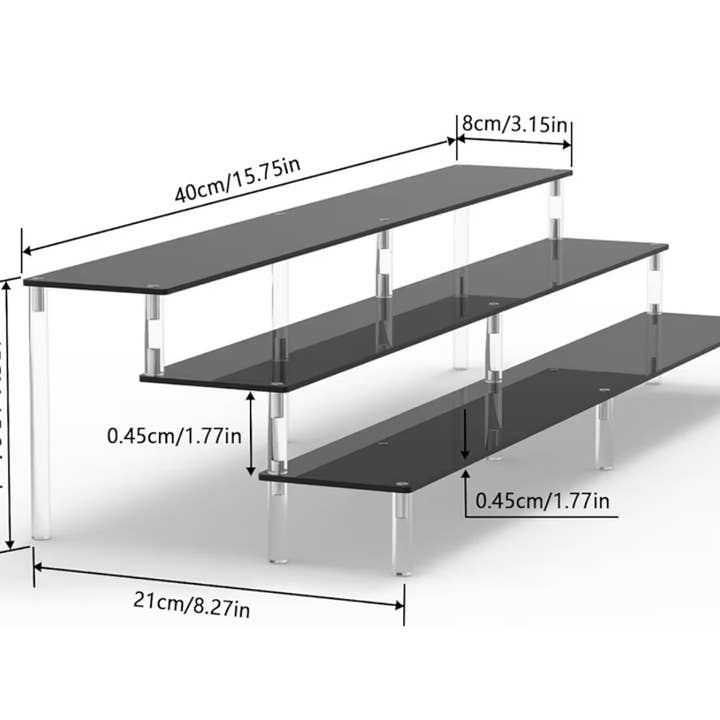 Nail Polish Display - Clear/Black Plexi Riser for wholesale by Seven Seas