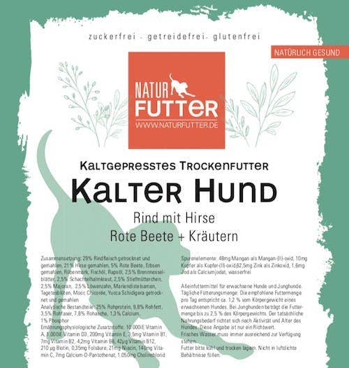 Naturfutter – Großhandel Tiernahrung – Hund – Kalter Hund Rind & Hirse – Naturfutter Trockenfutter2