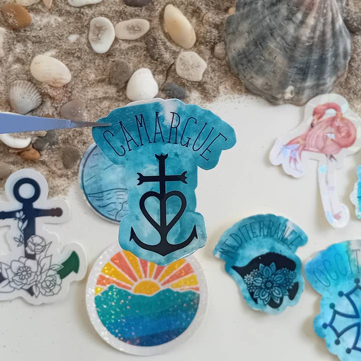 Camargue holographic stickers for wholesale by La baleine qui embosse