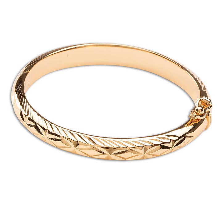 14K Gold-Plated Etched Baby Bangle for Kids Gift for Girls for wholesale by Cherished Moments