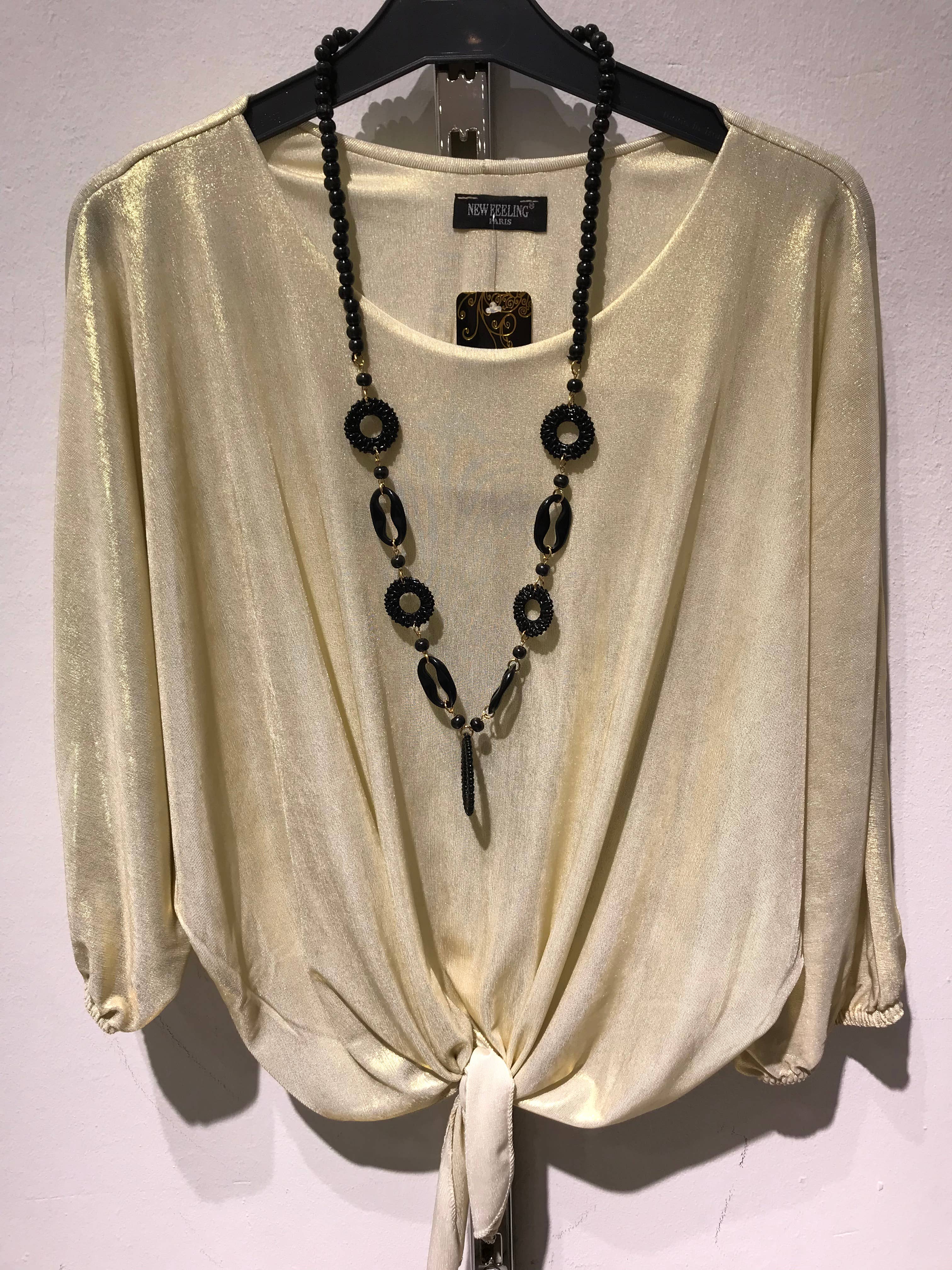 Only Yuan - Vendita all'ingrosso Camicetta - Donna - Blusa da festa ref 90446 con collo2