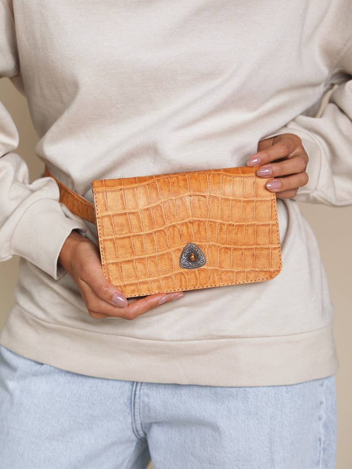 Bolsa de cinto 3 em 1 de couro de mel por atacado de Bynes New York