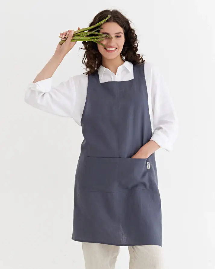 MagicLinen (We handle U.S. import procedures for you) - Wholesale Apron - Pinafore cross-back linen apron in various colors10