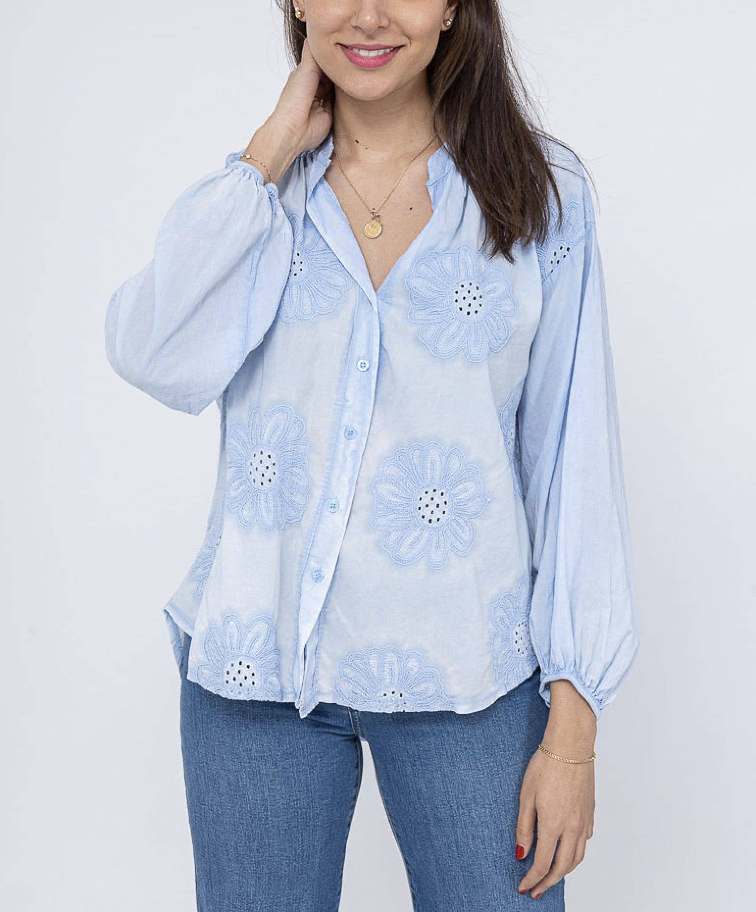 Happy look - Wholesale Button Down Shirt - Women's - Embroidered blouse10