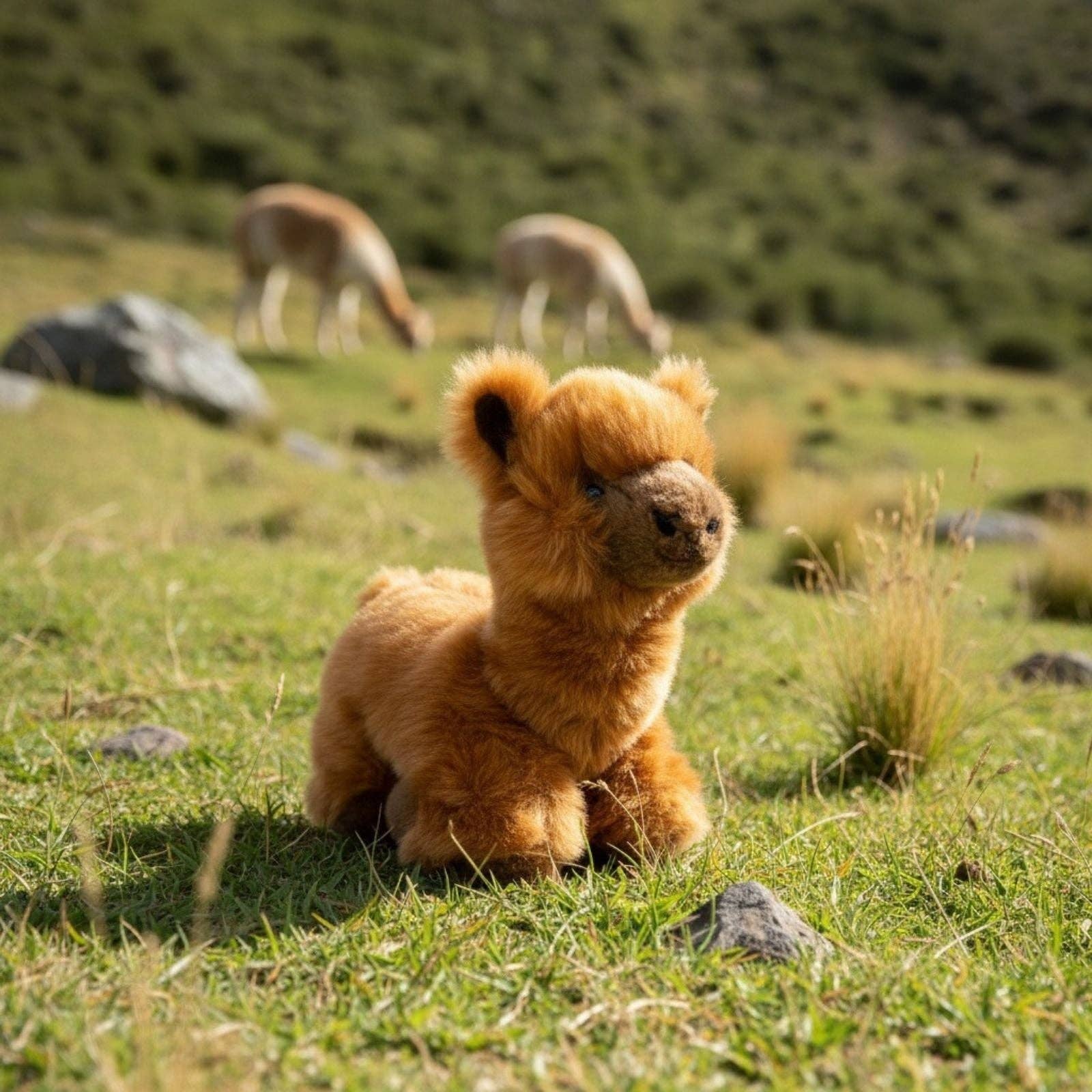 Bocchetta Plush Toys - Wholesale Stuffed/plush toy – Kids & baby - Alcapone - Alpaca - 25cm lying, brown1