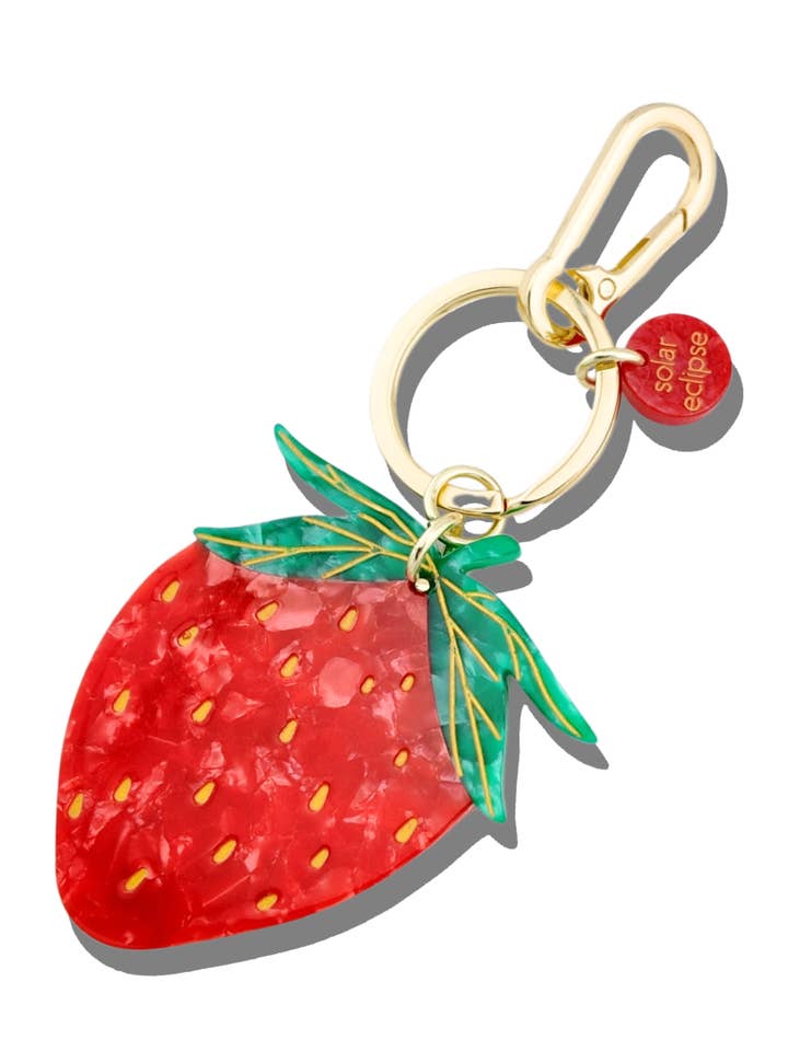 Portachiavi a fragola dipinto a mano | Eco-sostenibile per la vendita all'ingrosso da parte di Solar Eclipse