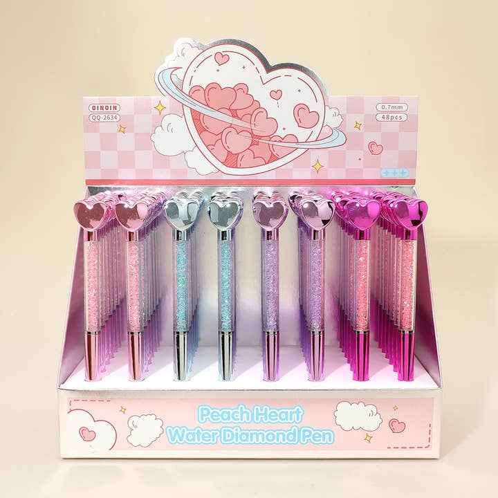 48ST - Persikohjärta Vattendiamantkulspetspennor för wholesale av Sensibling Corp.