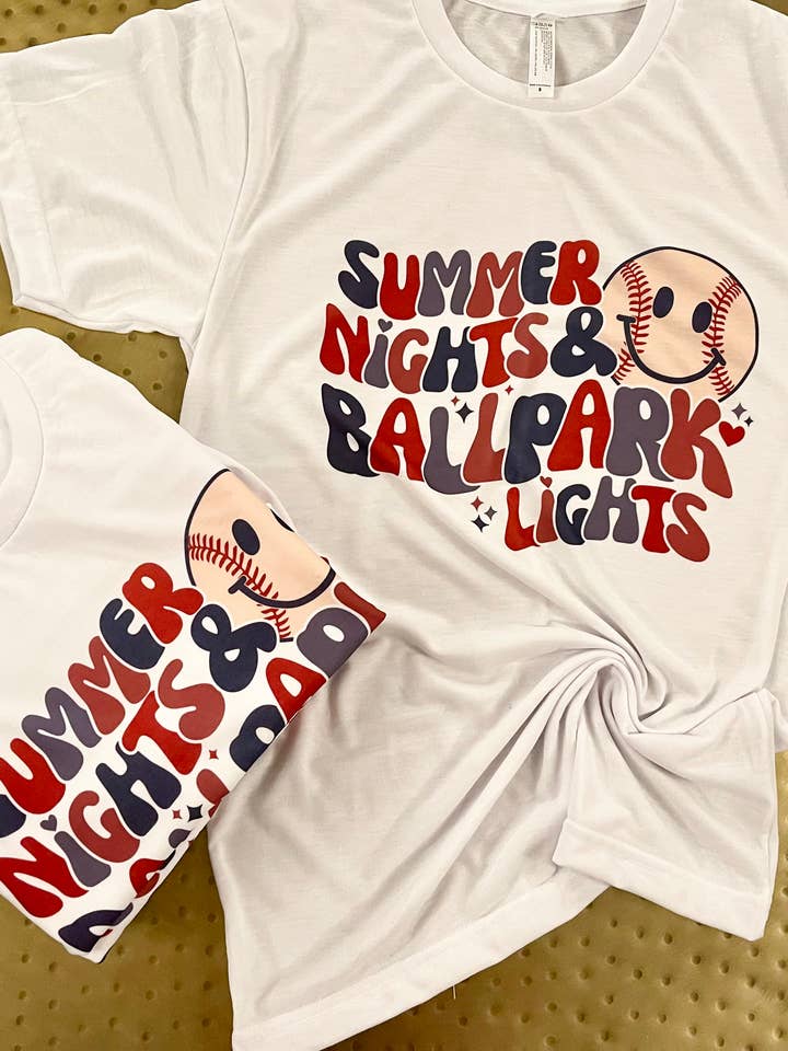 Southern Chic - Wholesale Screen Printed T-Shirt - Women's - Summer Nights Ballpark Lights1