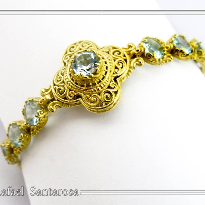 byzantine filigree multi stone beaded bracelet for wholesale by RAFAEL SANTAROSA