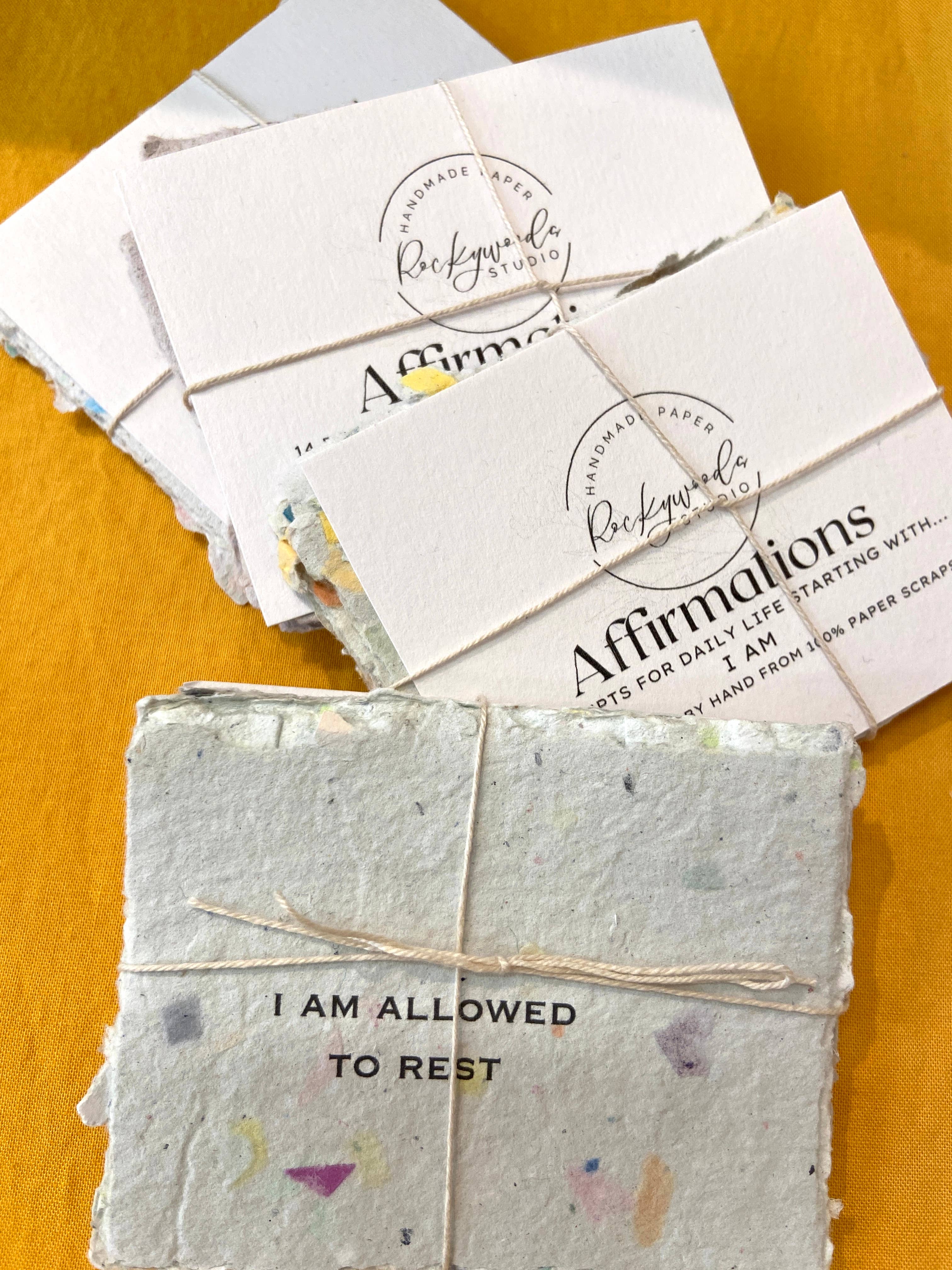 Rockywoods Studio - Wholesale Stationery/Notecard Set - I AM Affirmations Small Cards on Multicolored Handmade Paper4