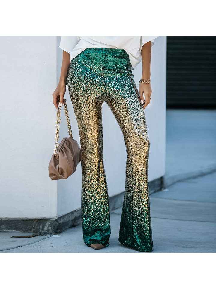 HIDDENBRAND - Wholesale Pants - Women's - High Waisted Wide Leg Gradient Flared Pants4