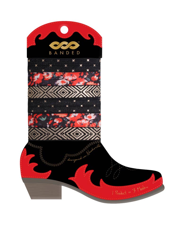 Classic 6pk Hair Ties - Gold deco 1 for wholesale by BANDED