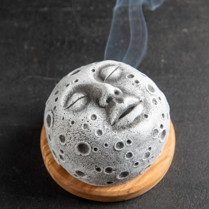 Backflow Incense Burner,Moon Face with Cube, Handmade by for wholesale by Scented Candles Shop