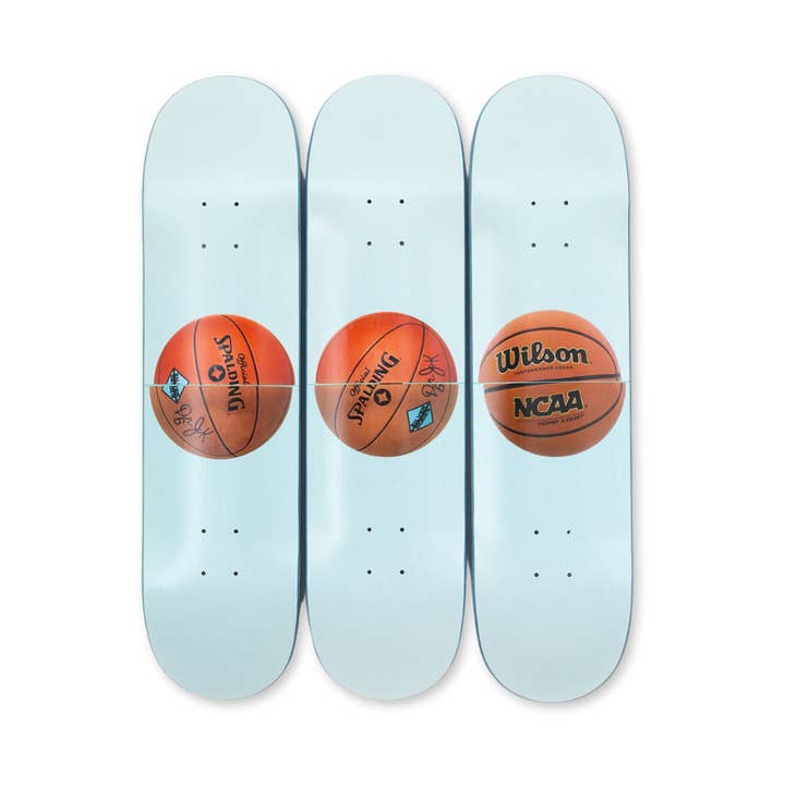 Three Ball 50/50 Tank (Two Spalding Dr. J Silver Series, Wilson Supershot) Skateboard for wholesale by The Skateroom