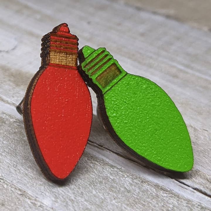 Christmas Light Bulb Earrings for wholesale by Unpossible Cuts